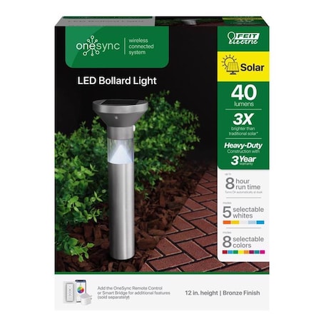 Happylight 40 watt LED OneSync Brushed Nickel Solar Powered Bollard Light HA3313785